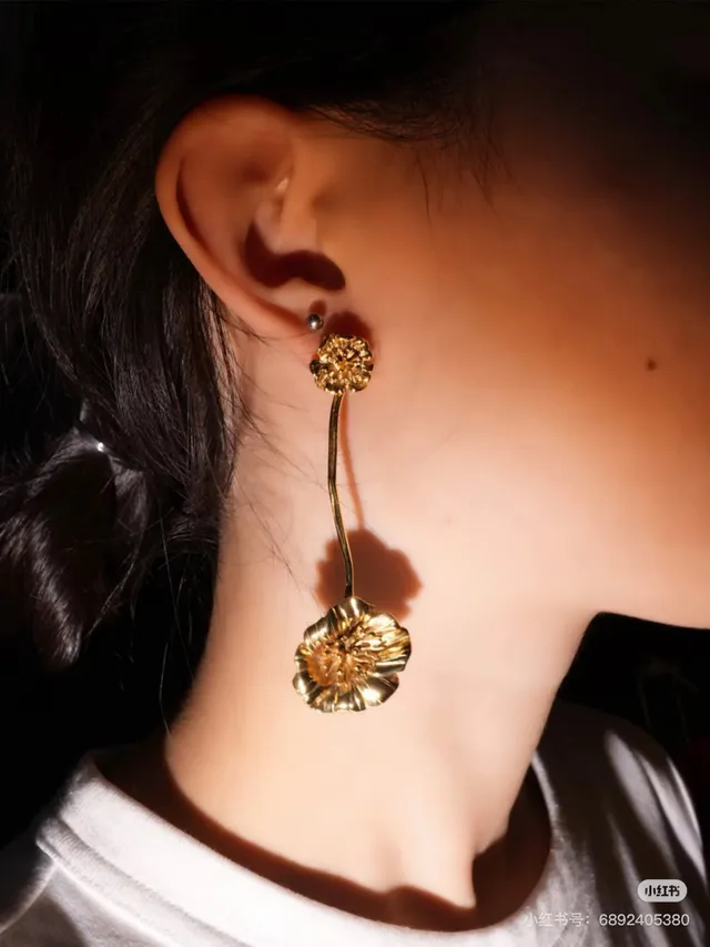 Gold-Tone Floral Double-Drop Earrings 2
