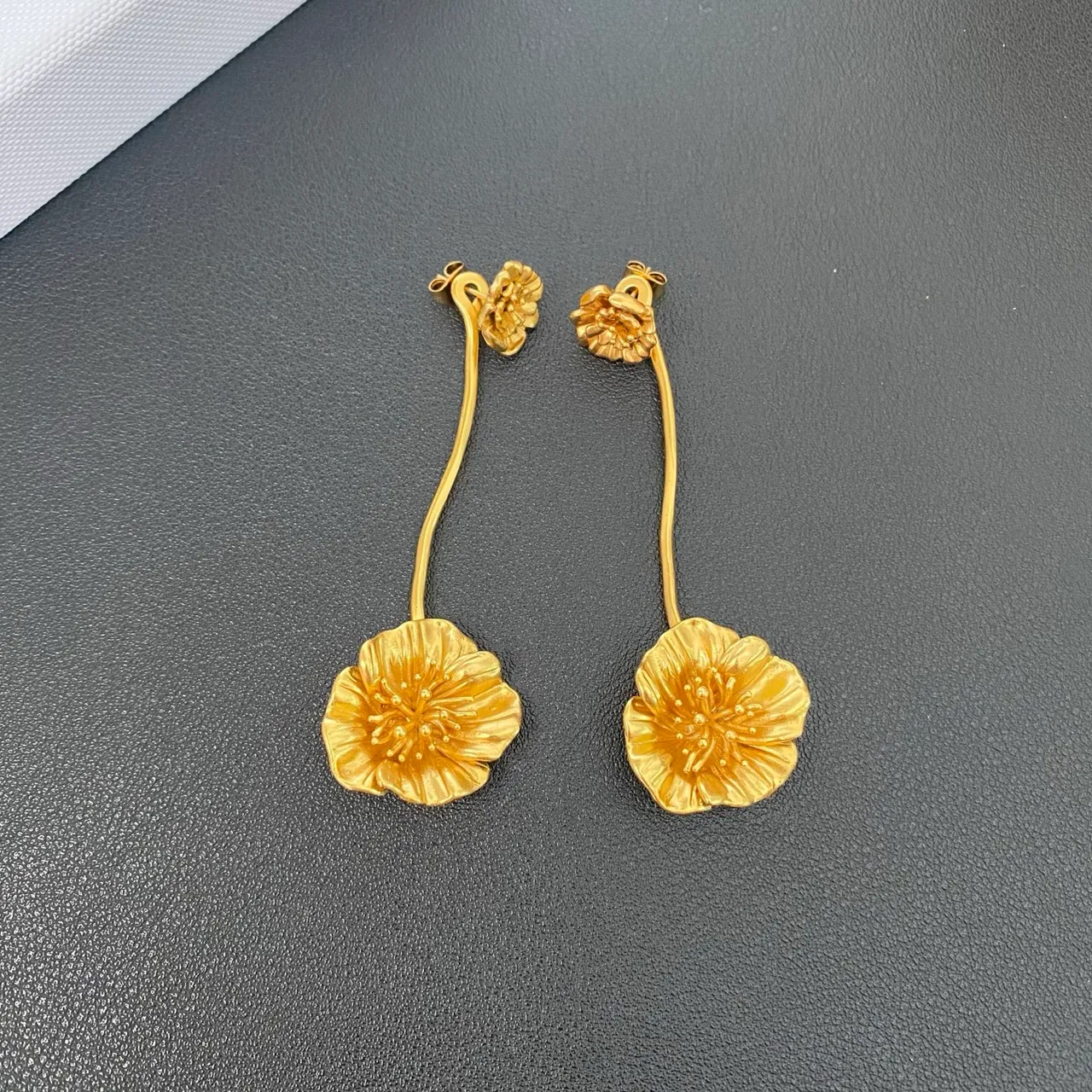 Gold-Tone Floral Double-Drop Earrings 8