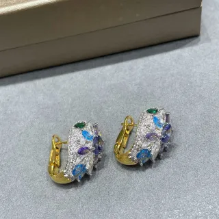 Gold-Tone Multigem Floral Cluster Hinged Hoop Earrings