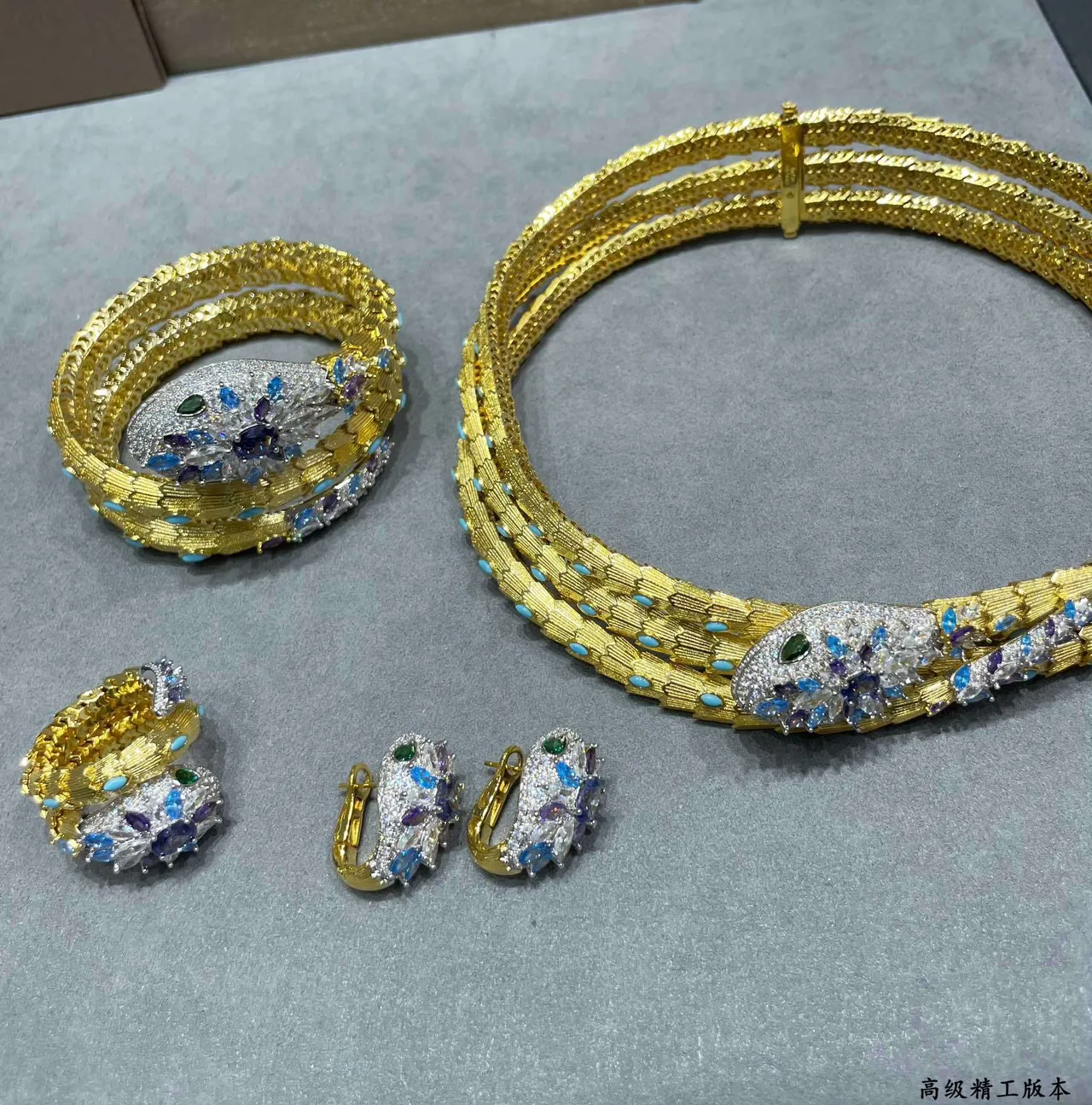 Gold-Tone Multigem Floral Cluster Hinged Hoop Earrings 3