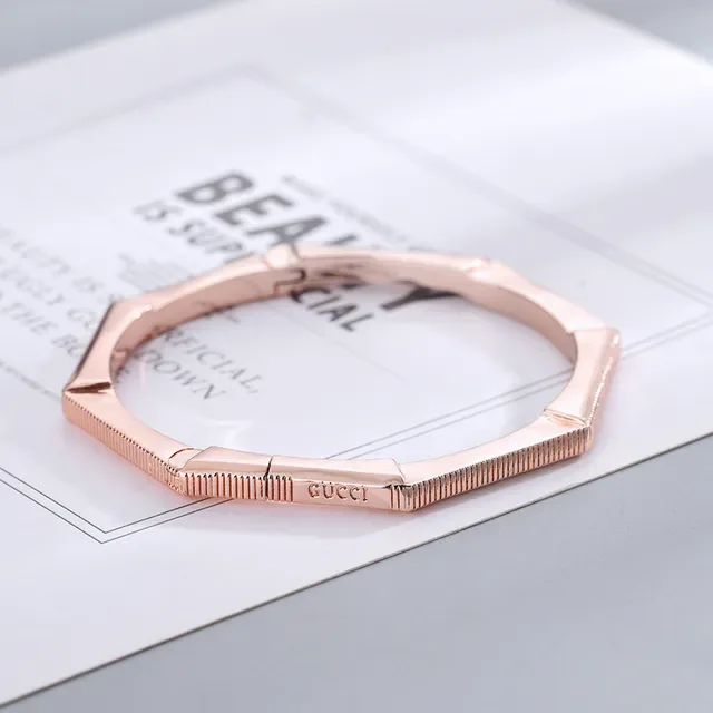 Gold-Tone Octagonal Ridged Hinged Bangle Bracelet 4