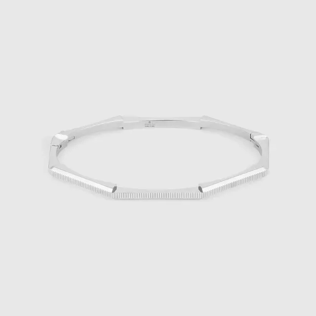 Gold-Tone Octagonal Ridged Hinged Bangle Bracelet 9