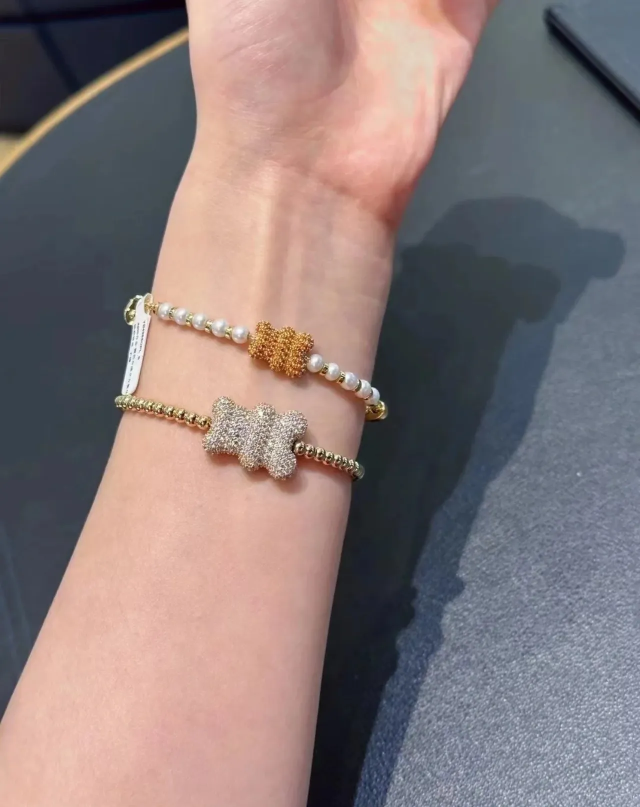 Gold-Tone Pavé Bone Motif Bracelet 3