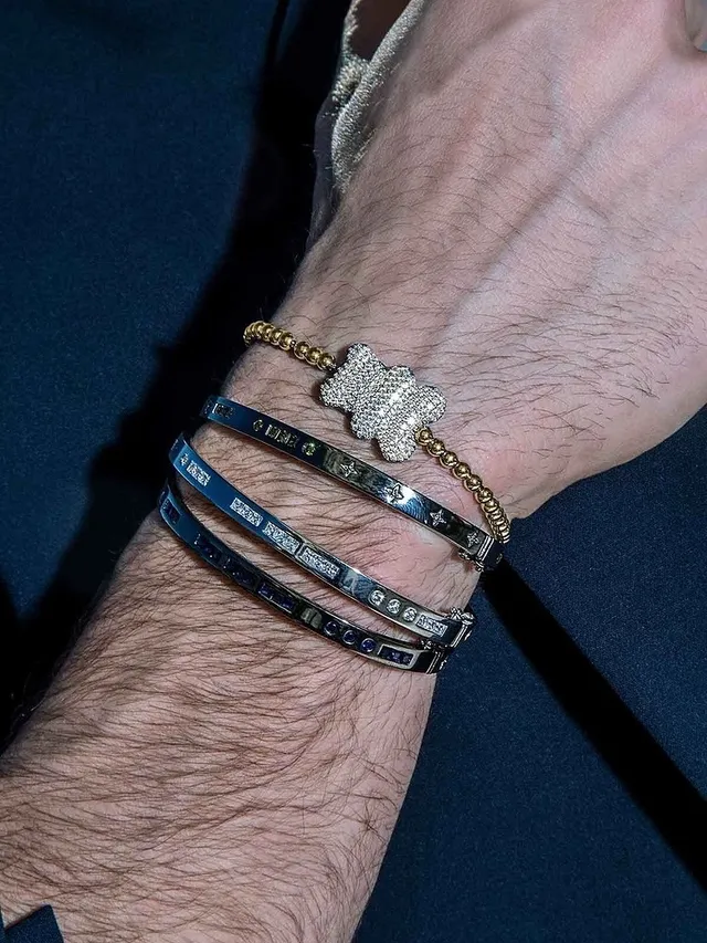 Gold-Tone Pavé Bone Motif Bracelet 5