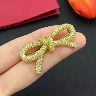 Broche de Laço de Cristal Pavé de Tom Dourado