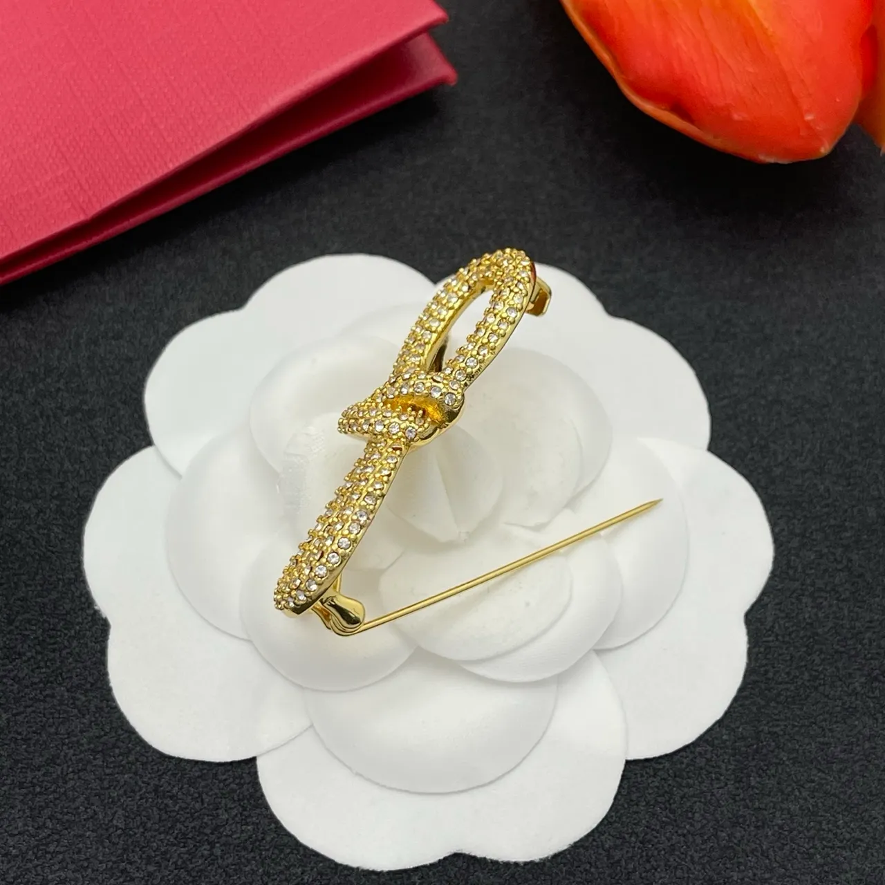 Gold-Tone Pavé Crystal Bow Brooch 5