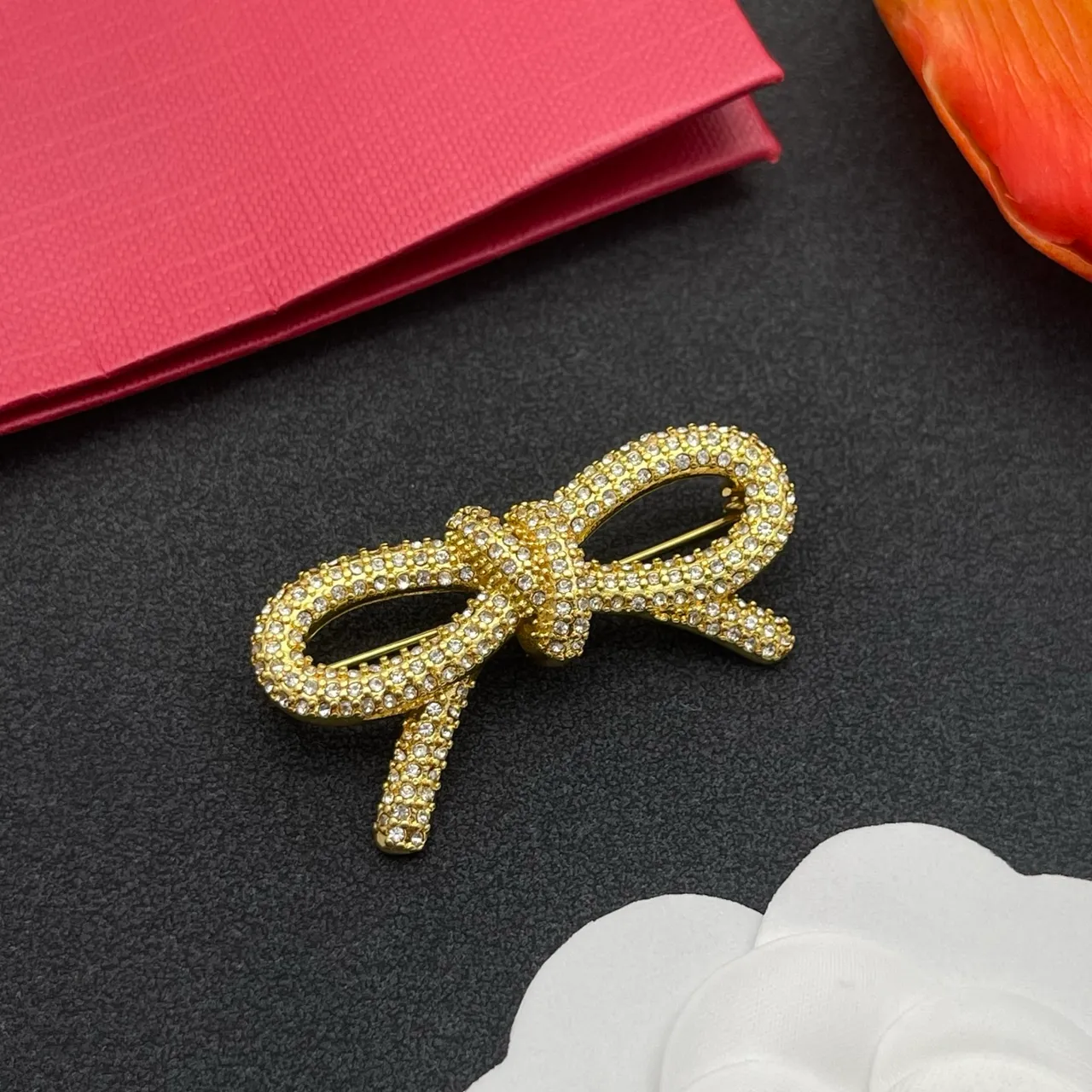 Gold-Tone Pavé Crystal Bow Brooch 8
