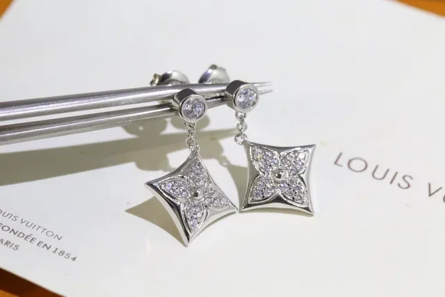 Gold-Tone Pavé Crystal Diamond-Shaped Floral Motif Earrings 5