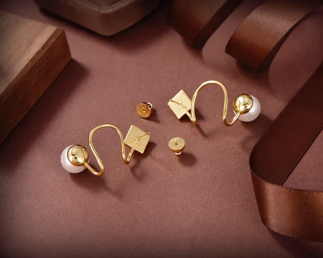 Gold-Tone Pearl and Pyramid Stud Double-Element Earrings 5