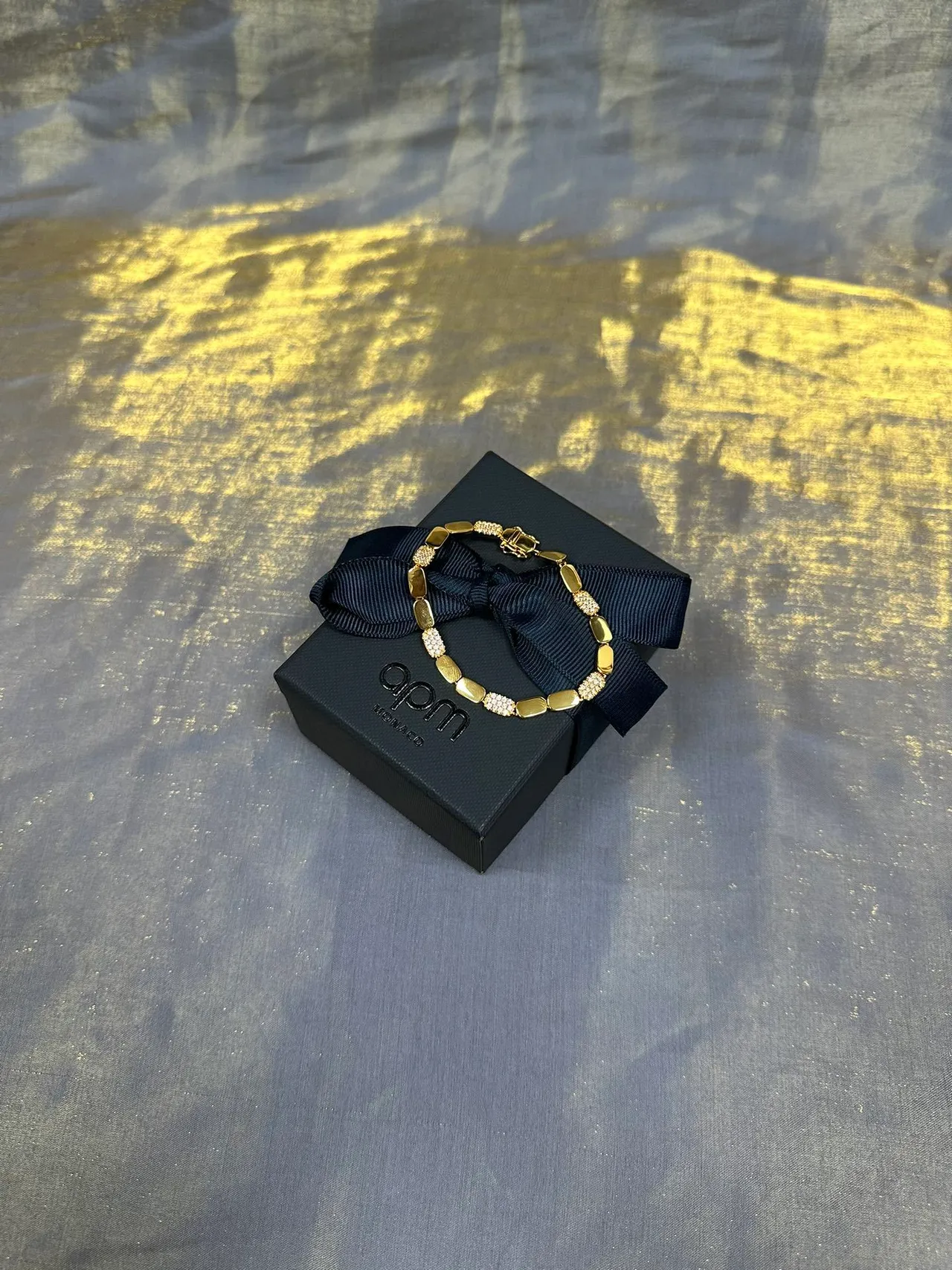 Gold-Tone Rectangular-Link Pavé-Accented Bracelet 7