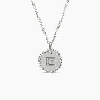 Gold-Tone Rope-Edge Diamond Initial 'E' Pendant Necklace 8