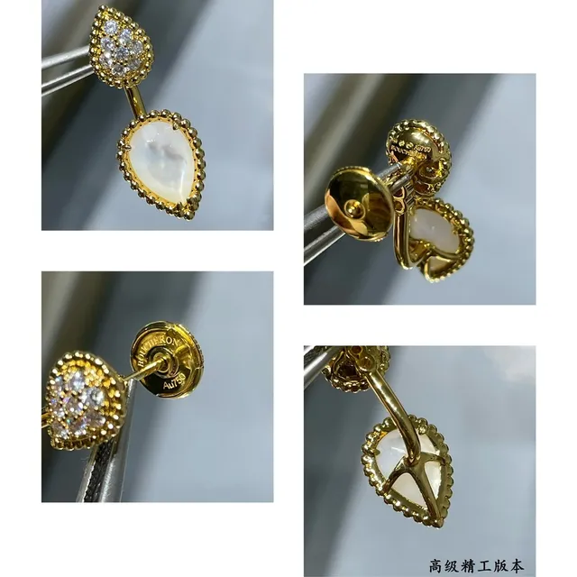 Brincos de gota em tom dourado com forma de gota pavé e pedra branca facetada 4