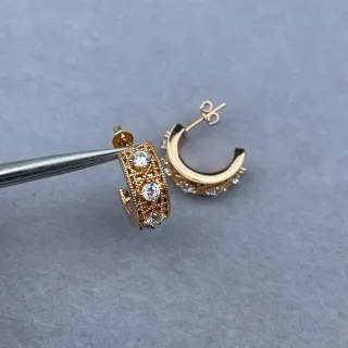 Gold Transparent Filigree Pavé-Set Earrings