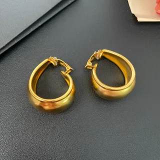 Gold Tubular Clip-On Hoop Earrings
