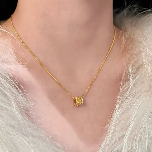 Gold White Chain Pavé-Set Clear Stones Necklace 4