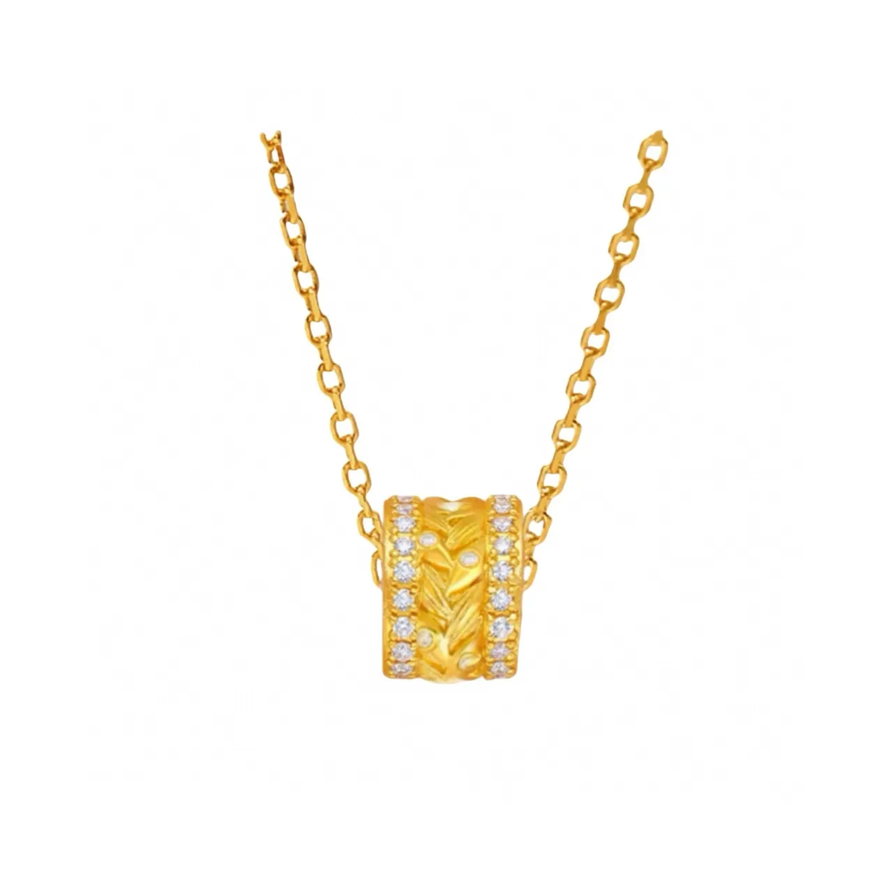 Gold White Chain Pavé-Set Clear Stones Necklace 9