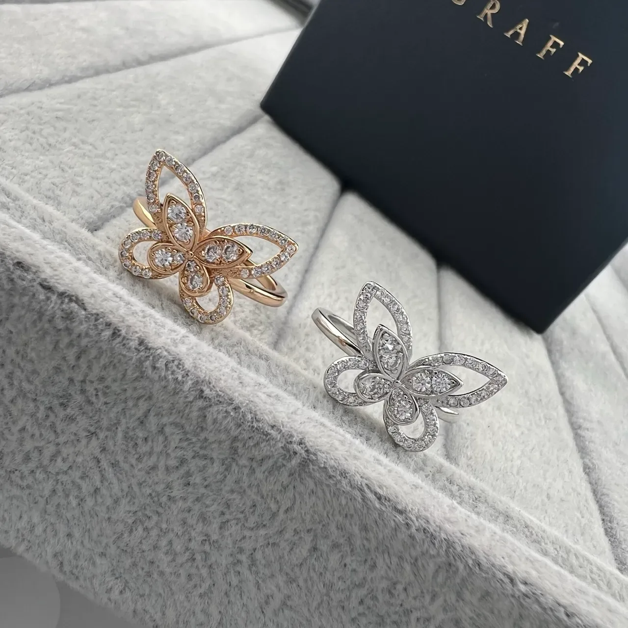 Graff Butterfly Pavé Diamond Open-Shank Rings 6
