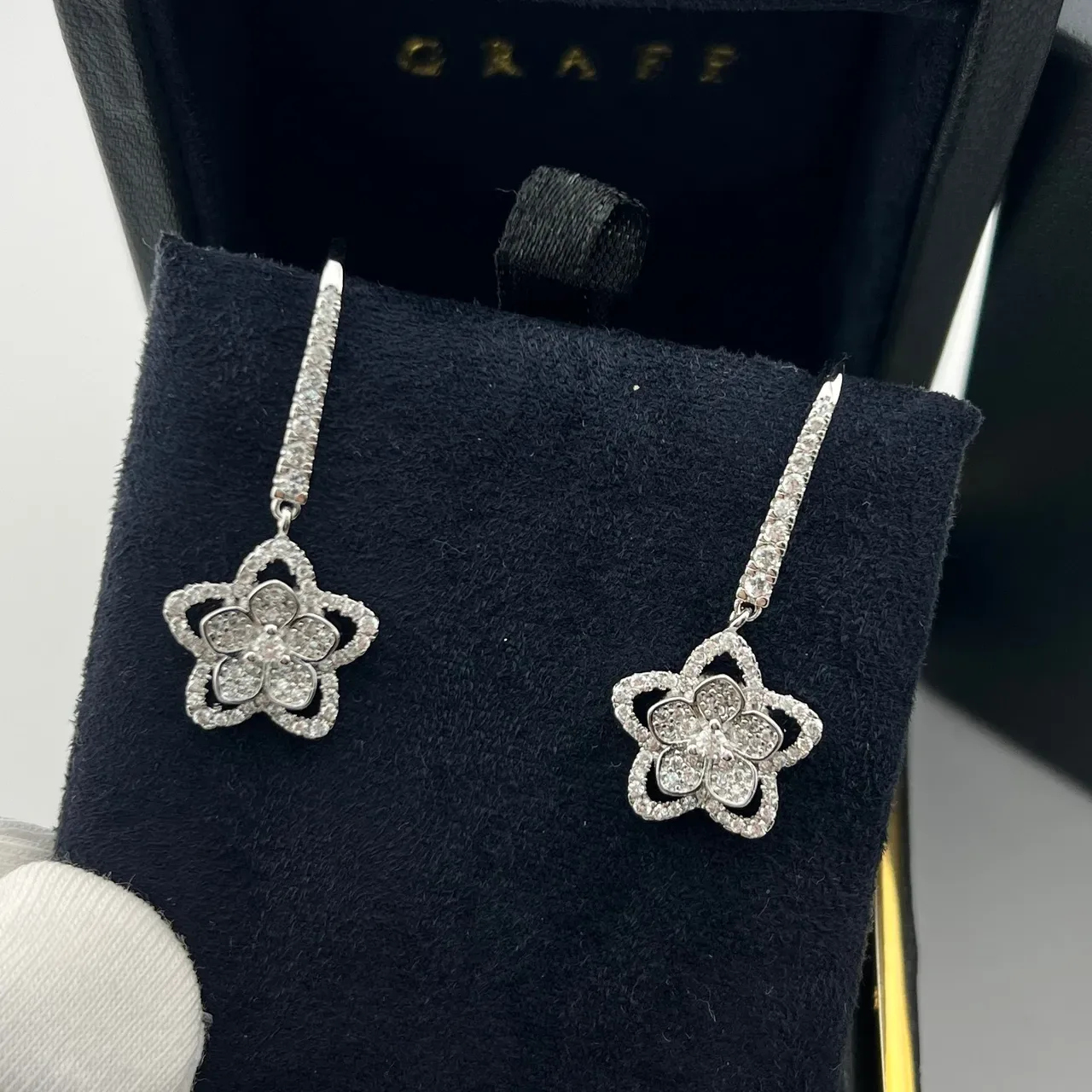 Graff Floral Pavé Drop Earrings 3