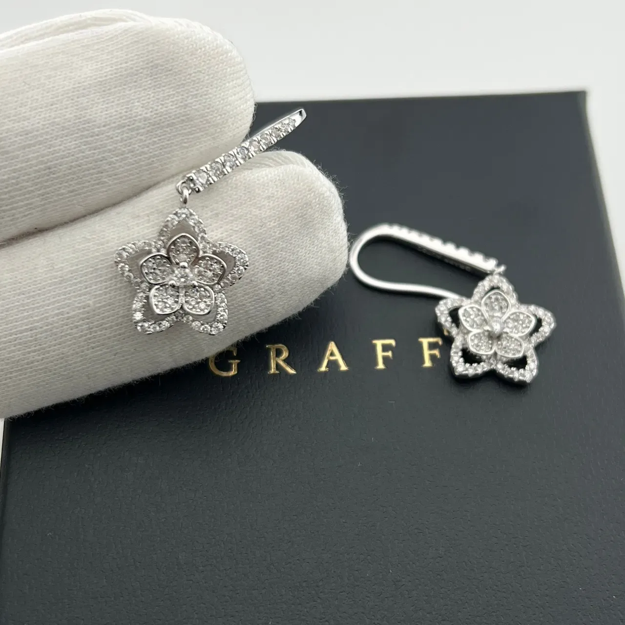 Graff Floral Pavé Drop Earrings 4