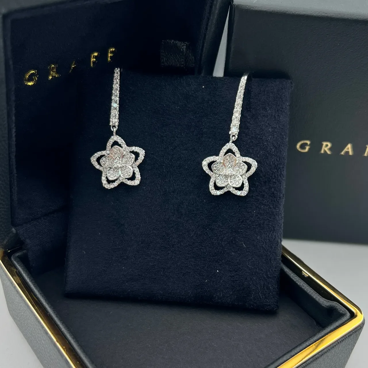 Graff Floral Pavé Drop Earrings 5