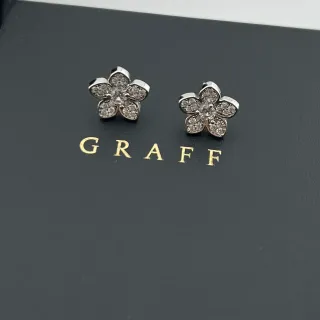 Graff Flower-Shaped Pavé-Set Five-Petal Stud Earrings