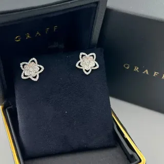 Graff Flower-Shaped Pavé-Set Stud Earrings
