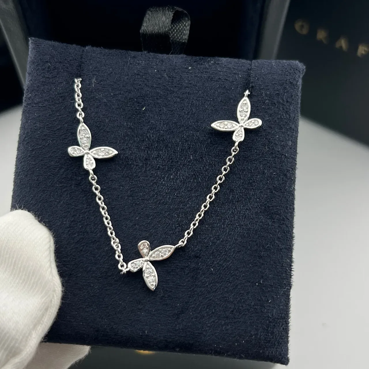 Graff Silver Black Pavé-Set Floral Motifs Necklace 4