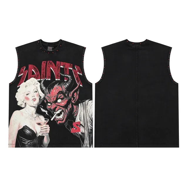 Graphic-Print Riveted Armhole Vest Top 2