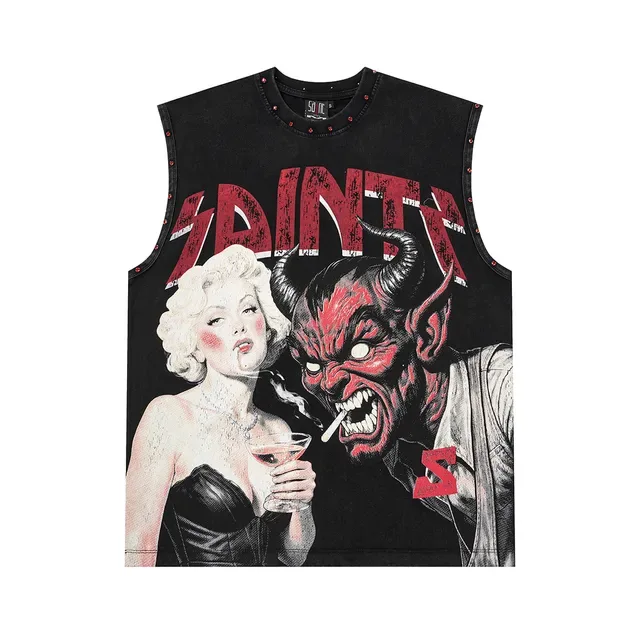 Graphic-Print Riveted Armhole Vest Top 3