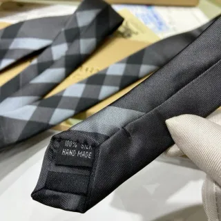 Gray and Black Checkered Silk Hand-Made Necktie