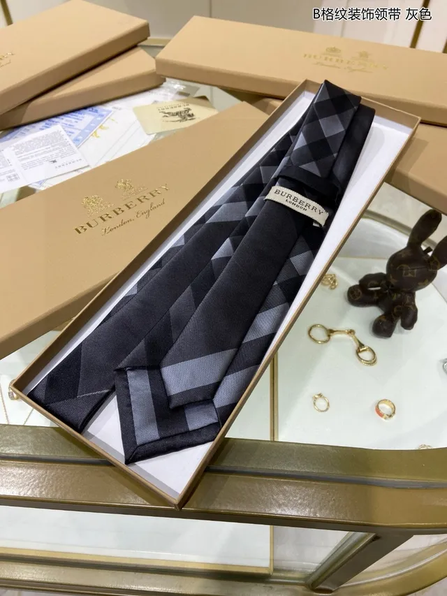 Gray and Black Checkered Silk Hand-Made Necktie 6