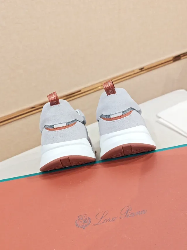 Gray and Terracotta Mixed-Material Low-Top Lifestyle Sneaker 3