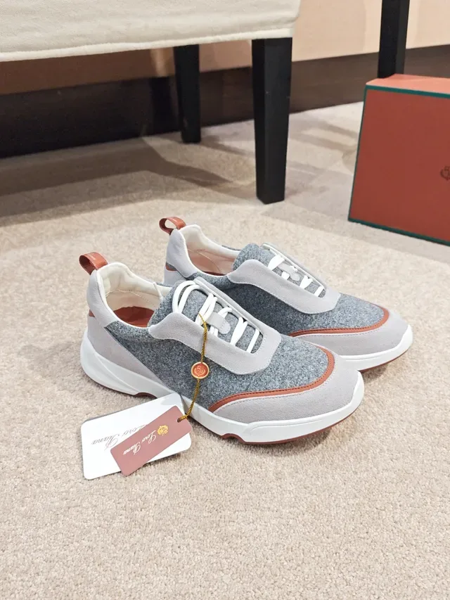 Gray and Terracotta Mixed-Material Low-Top Lifestyle Sneaker 5