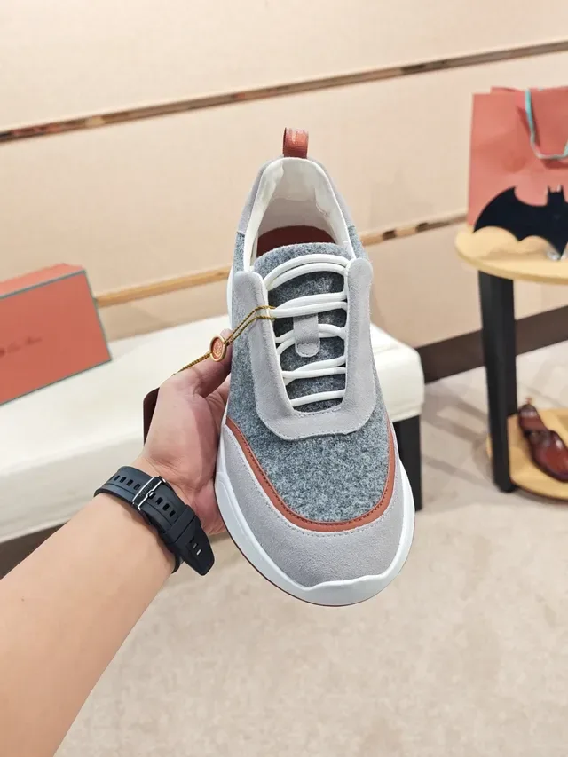 Gray and Terracotta Mixed-Material Low-Top Lifestyle Sneaker 6