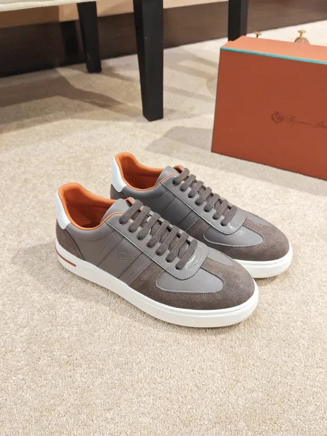 Gray and White Mixed-Material Lifestyle Sneaker 4