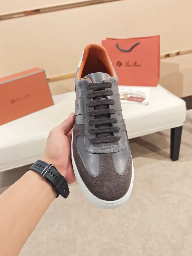 Gray and White Mixed-Material Lifestyle Sneaker 5