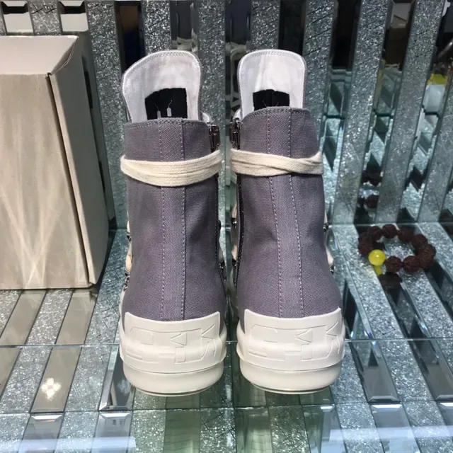 Gray Beige High-Top Canvas Upper Sneakers 4