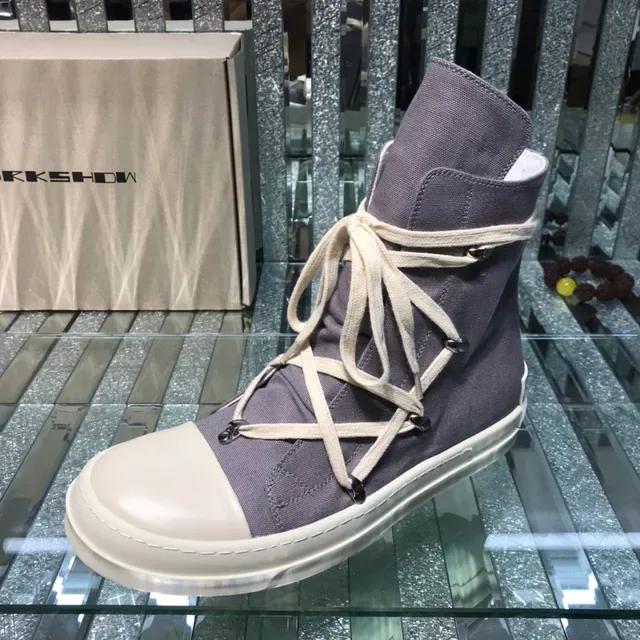 Gray Beige High-Top Canvas Upper Sneakers 5