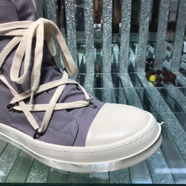Gray Beige High-Top Canvas Upper Sneakers 6