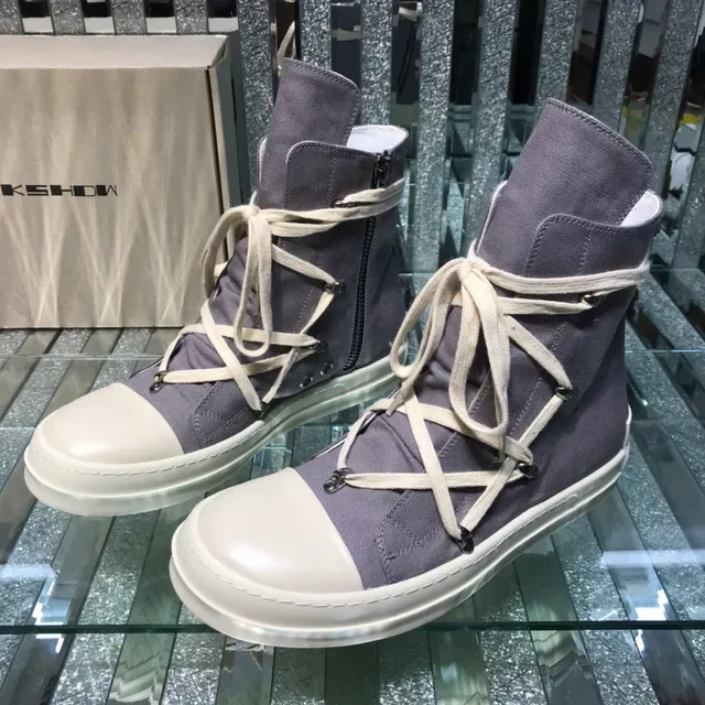Gray Beige High-Top Canvas Upper Sneakers 8