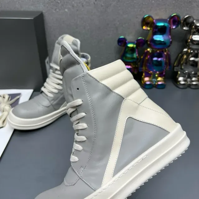 Gray Beige High-Top Zipper-Side Lifestyle Sneakers 3