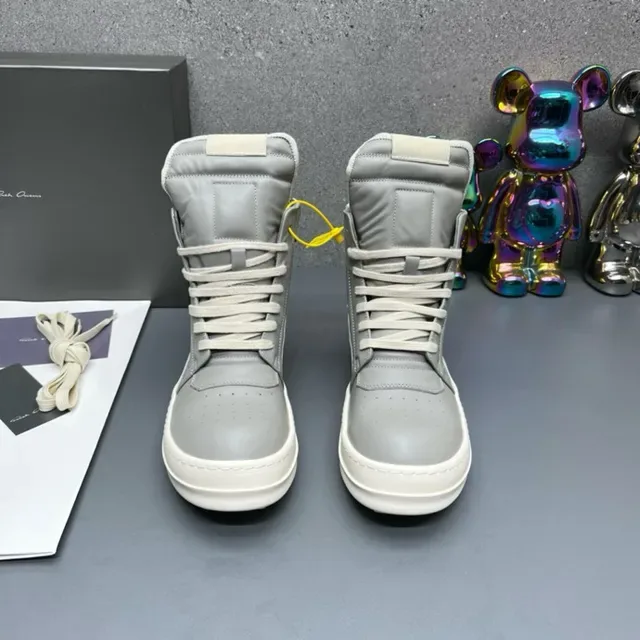 Gray Beige High-Top Zipper-Side Lifestyle Sneakers 4