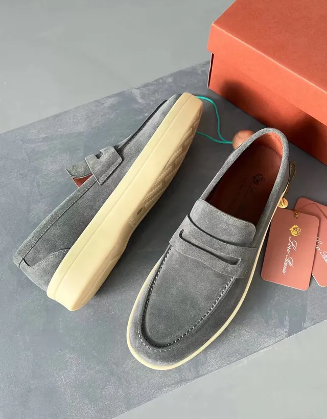 Gray Beige Suede Upper Penny Strap Loafer 4