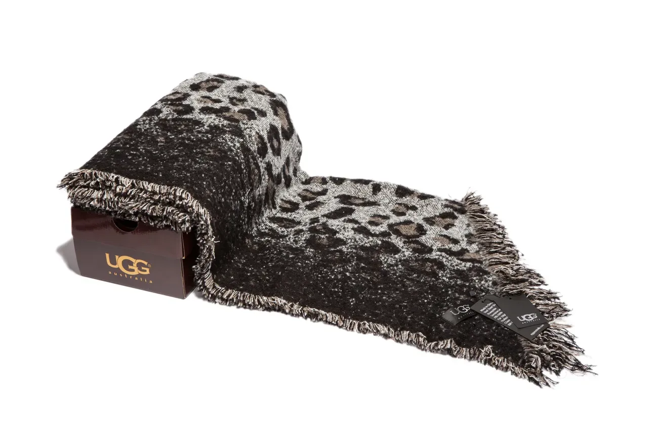 Gray Black Leopard-Print Woven Scarve 8