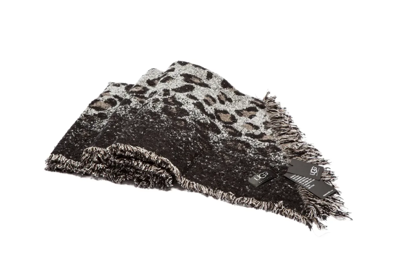 Gray Black Leopard-Print Woven Scarve 9