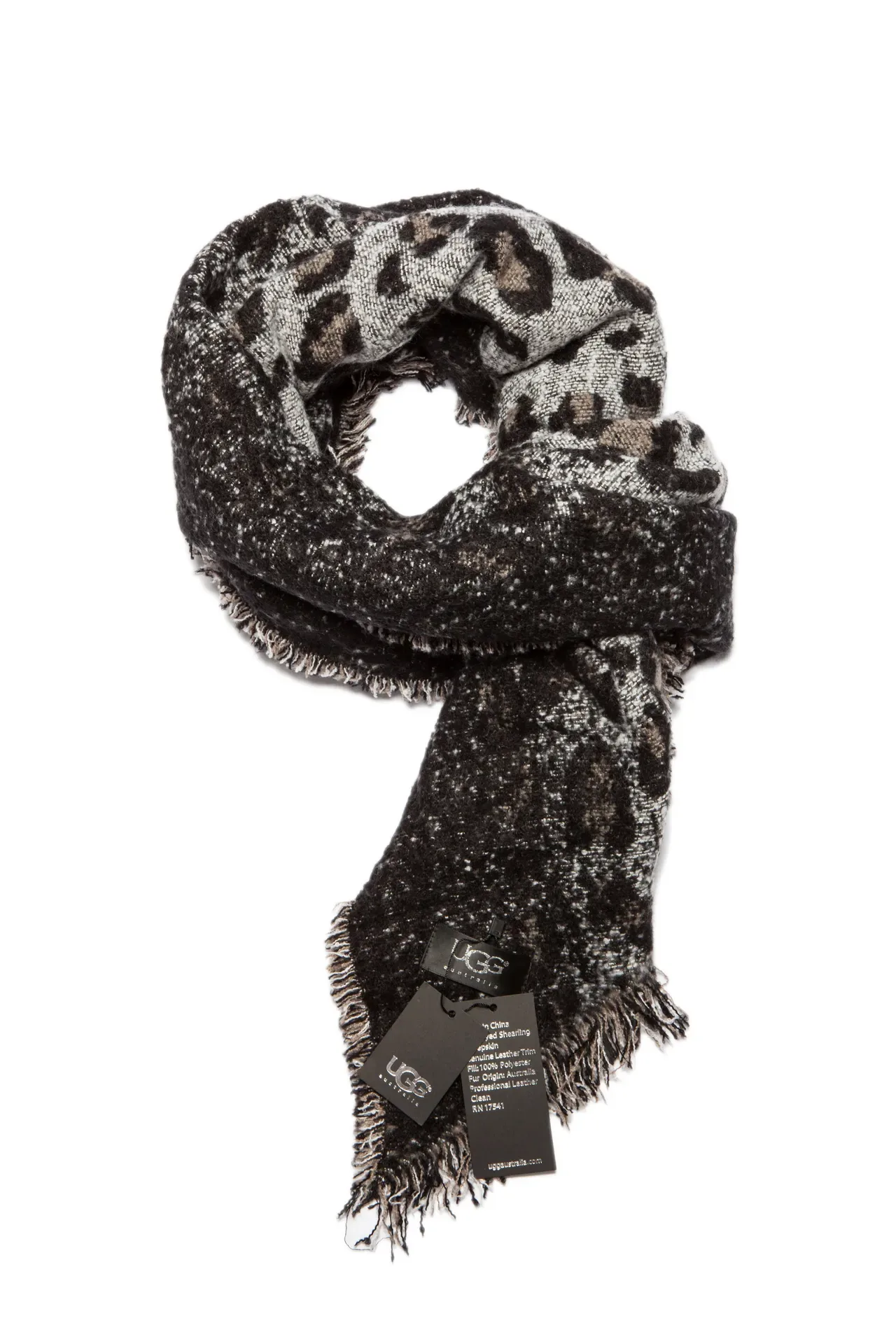Gray Black Leopard-Print Woven Scarve 12