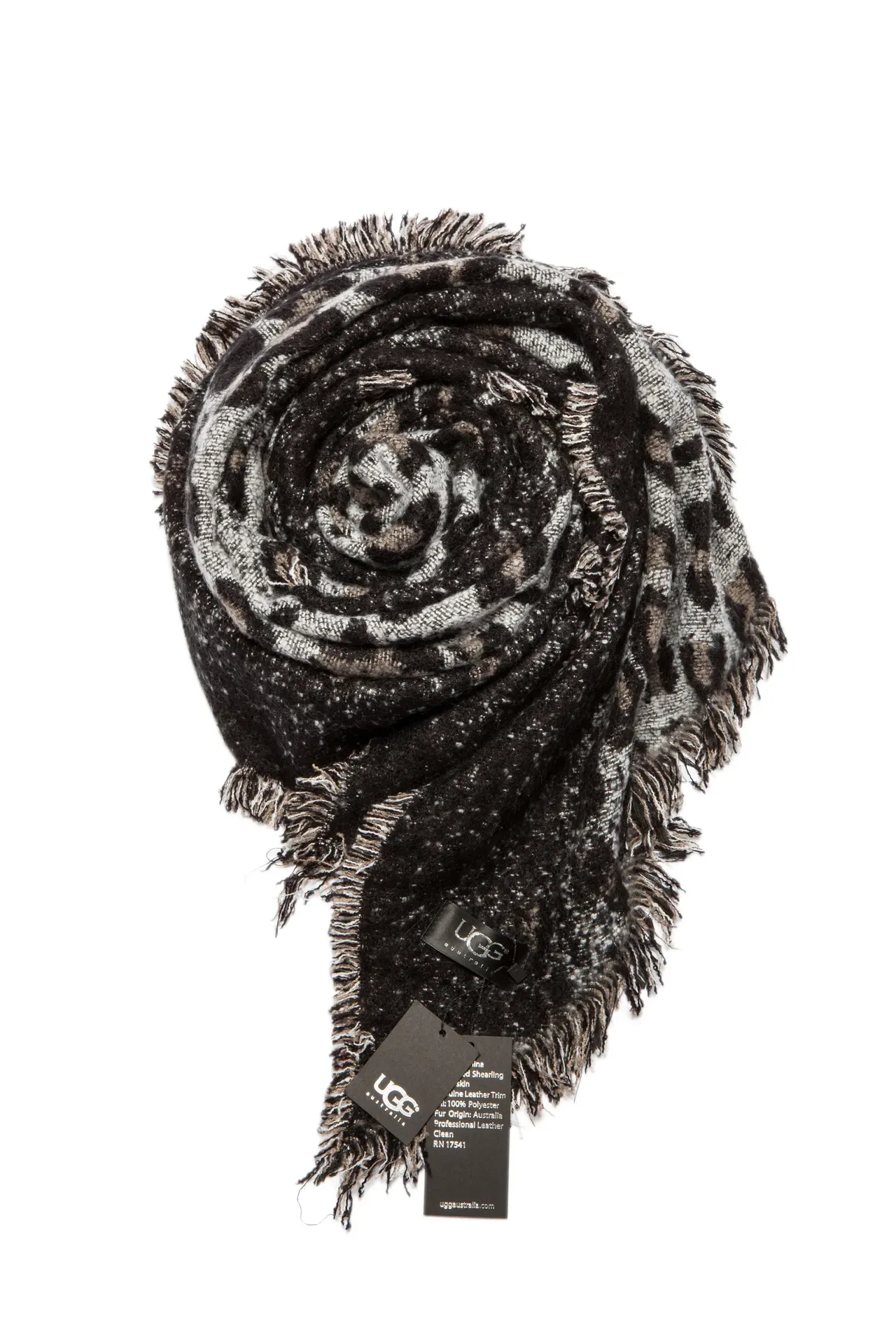 Gray Black Leopard-Print Woven Scarve 13