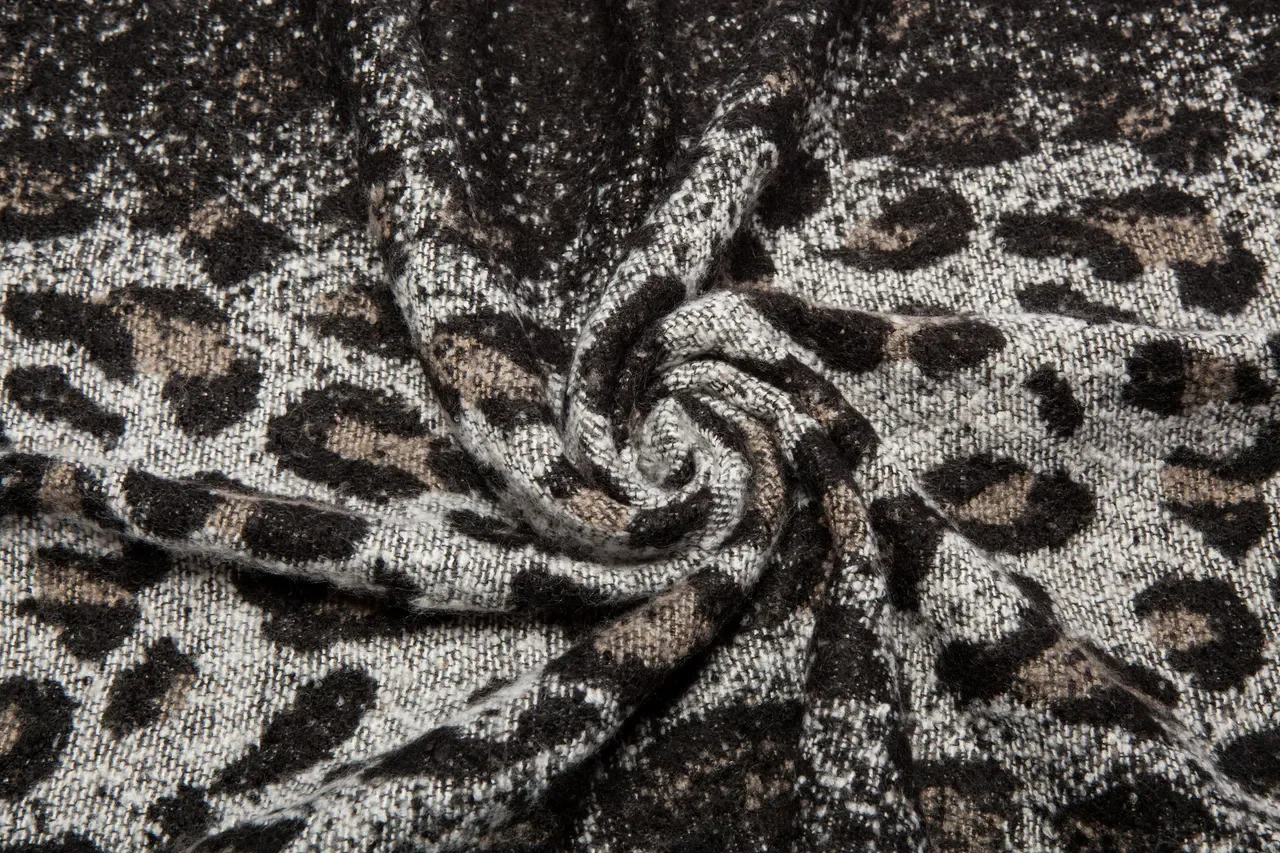 Gray Black Leopard-Print Woven Scarve 14