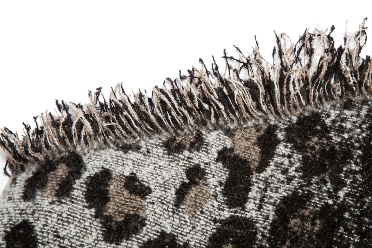 Gray Black Leopard-Print Woven Scarve 15