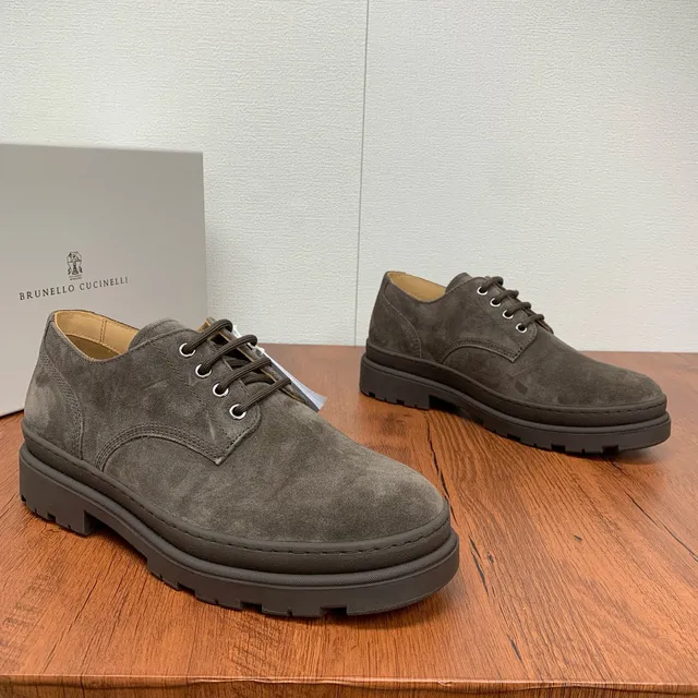 Gray Black Suede Upper Chunky Lug Sole Derby Shoes 3